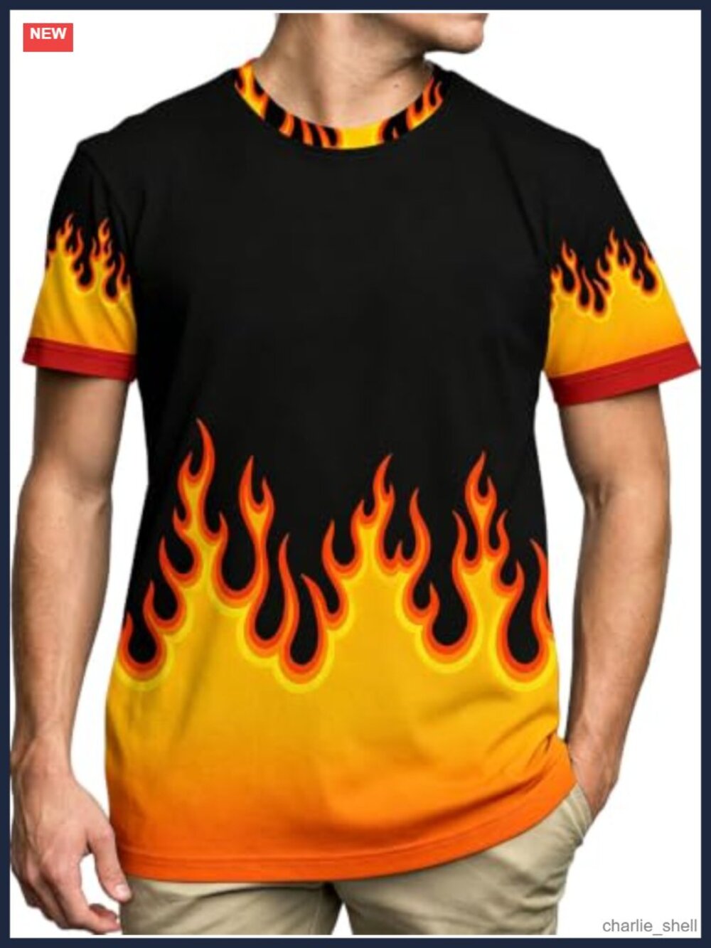 Men's Halloween Graphic Tee Flame Crew Neck Short Sleeve Costume T-Shirt